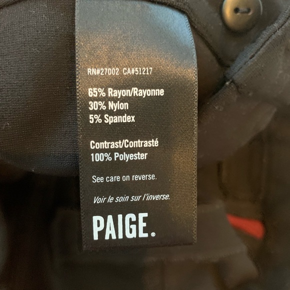 PAIGE Asha Black Maroon Side Tuxedo Stripe Ankle Buttons Pants Size 27 - Picture 9 of 9